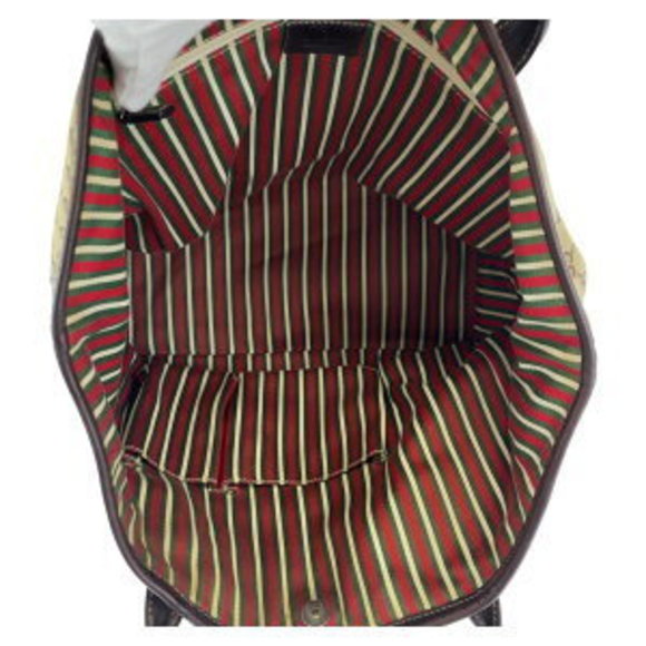 GUCCI Interlocking GG Brit GG Pattern Brown BeigeTote Bag - Picture 4 of 9